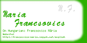 maria francsovics business card